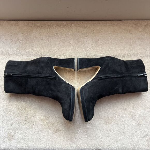 Sam Edelman Jaye Black Suede Heeled Platform Boots Booties Women’s 6 Side Zip - Picture 6 of 16